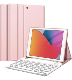 Samsung Galaxy Tab S7 FE S7 Plus S8 Plus 12.4" Kılıf Kablosuz Klavyeli Case Moba (Rose)