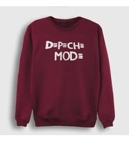 Presmono Unisex Beyaz Logo Depeche Mode Sweatshirt 140722tt (Bordo)