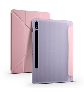Samsung Galaxy Tab S7 T870 T875 T877 Kılıf Kalem Bölmeli Trifolding Case (Rose)