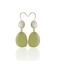 Kadir Jewellery 22 Ayar Altın Kaplama Kadın Sallantılı Küpe -El İşçiliği Ve Hipoalerjenik Küpe (Zeytin Yeşili)