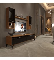 Decoraktiv Eko 5DA Slm Std Silver Tv Ünitesi Tv Sehpası - Parlak Beyaz (Siyah - Ceviz)