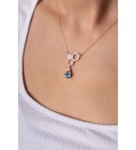 Papatya Silver 925 Ayar Gümüş Özel Tasarım Taşlı Petek Arı Kadın Kolye (Rose)