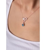 Papatya Silver 925 Ayar Gümüş Özel Tasarım Taşlı Petek Arı Kadın Kolye (Rose)