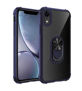 Uyumlu Model Apple iPhone XR 6.1 Kılıf Şeffaf Sararmaz Yüzüklü Mola Kapak (Lacivert)
