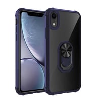 Uyumlu Model Apple iPhone XR 6.1 Kılıf Şeffaf Sararmaz Yüzüklü Mola Kapak (Lacivert)