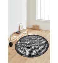 Dijital Baskılı Kaymaz Taban Yıkanabilir Yuvarlak Salon Halısı Koridor Halısı Paspas NDY-HT-154 (Siyah)