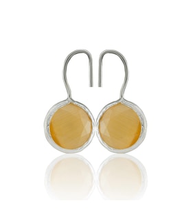 Kadir Jewellery Gümüş Kaplama Kadın Taşlı Küpe -El İşçiliği Ve Hipoalerjenik Küpe (Sarı)