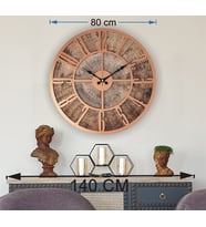 Markakanvas Eski Dünya Haritalı Duvar Saati   (Çap 50 cm - 80 cm ) (Bakır)