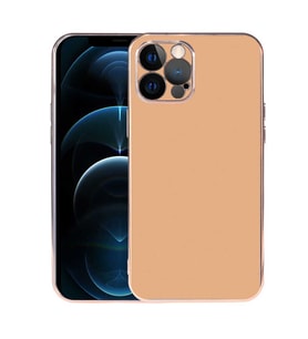 iPhone 12 Pro Max Kılıf Viyana Yüzeyi Buzlu Transparan Tasarım (Gold)