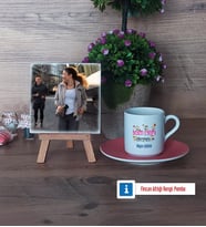 Beden Eğitimi Öğretmeni Fotoğraflı Dekoratif Taş, Ahşap Altlıklı Türk Kahvesi Fincanı Hediye (Model 6)