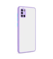 Galaxy A31 Kılıf Zore Hux Düğme ve Kapak Zıt Renk Kılıf (Lila)