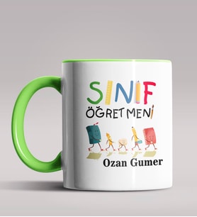 Kişiye Özel Sınıf Öğretmeni Tasarımlı Siyah Renk Kupa Bardak 11 (Yeşil)
