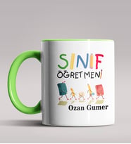 Kişiye Özel Sınıf Öğretmeni Tasarımlı Siyah Renk Kupa Bardak 11 (Yeşil)