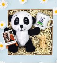 Kişiye Özel Polo Kartlı Sevimli Panda & Mum Kupa Hediye Seti (Model 3)