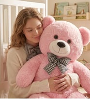 100 cm Jumbo Boy Pembe Papyonlu Peluş Ayıcık Hediye