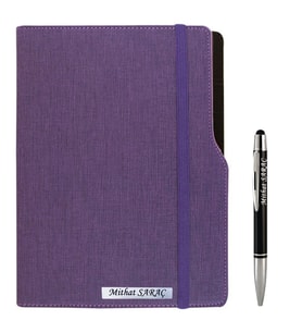 İSME ÖZEL TARİHSİZ L MODEL DEFTER - AJANDA   İSME ÖZEL KALEM HEDİYELİ (Mor)