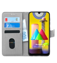 Samsung Galaxy M31 Kılıf Fabric Book Wallet (Gri)