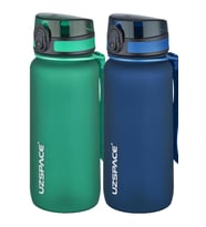Uzspace 2'li Tritan Matara Seti 650 ml 14 Farklı Renk Seçeneği FiftyFifty (Lacivert - Neon Yeşil)