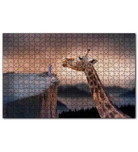 Cakapuzzle Fantastik Dev Zürafa ve Küçük Çocuk Puzzle Yapboz MDF (Ahşap) (1000 Parça)