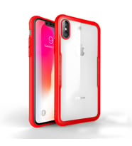 iPhone X / İphone XS Kılıf Kenarları Silikon Arka Kısım Temperli Cam Craft Kılıf (Kırmızı)