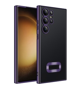 Galaxy S23 Ultra Kılıf Kamera Korumalı Logo Gösteren Zore Omega Kılıf (Mor)