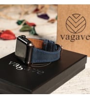 vagave Apple Watch Kadın Crazy Deri Kordon İsme Özel 3-4-5-6-7 / 42&44mm (Mavi)