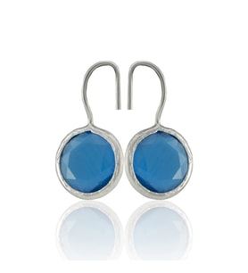Kadir Jewellery Gümüş Kaplama Kadın Taşlı Küpe -El İşçiliği Ve Hipoalerjenik Küpe (Koyu Mavi)