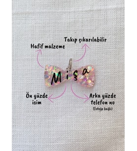 Papyon Şeklinde Kedi/ Köpek- İsimliği/ Künyesi (Pembe)