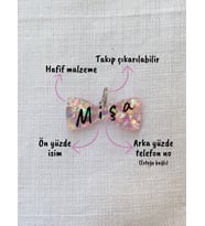 Papyon Şeklinde Kedi/ Köpek- İsimliği/ Künyesi (Pembe)