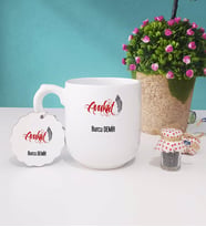 Avukat Kupa Bardak ve Anahtarlık İsme Özel Hediye (Beyaz-Krem)