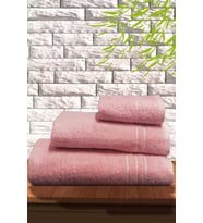 S&R 3'LÜ BANYO HAVLU SETİ - HAMAM HAVLU TAKIMI %100 PAMUK (Pembe)