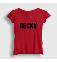 Presmono Kadın Sarı Logo Film Rocky T-Shirt 249978tt (Kırmızı)