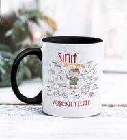 Sınıf Öğretmeni Tasarımlı Kişiye Özel Kupa Bardak (Siyah)