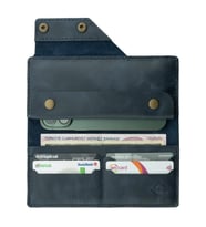 Kişiselleştirilebilir Rainbow Hakiki Deri Dikey Çıtçıtlı Uzun Cüzdan Antrasit (Lacivert)