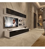 Decoraktiv Eko 5B Slm Std Tv Ünitesi Tv Sehpası - Parlak Beyaz (Siyah - Beyaz)