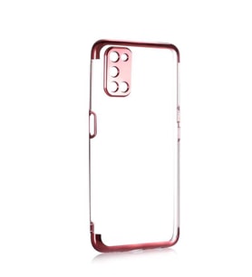 Oppo A72 Kılıf Zore Dört Köşeli Lazer Silikon Kılıf (Rose)