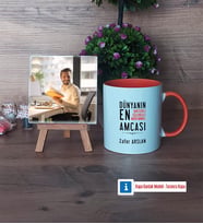 Amcaya Hediye Fotoğraflı Dekoratif Taş, Kupa Bardak Beyaz Hediye (Model 13)