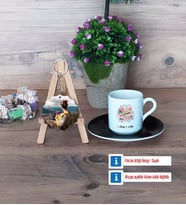 Anneye Hediye Türk Kahvesi Fincanı Ahşap Altlıklı ve Fotoğraflı Ahşap Anahtarlık Hediye (Model 7)