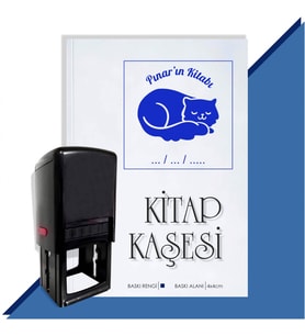 Kişiye Özel  Kedi 2 Tarihli Kitap Kaşesi (Mavi)
