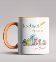 Kişiye Özel Edebiyat Öğretmeni Tasarım Siyah Renk Kupa Bardak 2 (Turuncu)