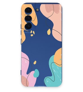 PrintiFy Samsung Galaxy S22 Plus Uyumlu Lansman Kılıf Karışık Renkler Tasarımlı İçi Kadife Kapak (Lacivert)