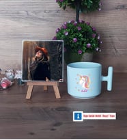 Unicorn Fotoğraflı Dekoratif Taş, Kupa Bardak Beyaz Hediye (Model 12)