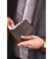 Jewelmim Koyu Kahverengi Crazy Yatay %100 Gerçek Deri Erkek Cüzdanı Hakiki Deri Cüzdan & Kartlık - DR1125KK