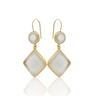 Kadir Jewellery 22 Ayar Altın Kaplama Kadın Sallantılı Küpe -El İşçiliği Ve Hipoalerjenik Küpe (Beyaz)