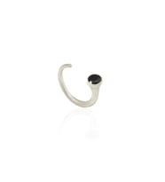 Kadir Jewellery 925 Ayar Gümüş Kaplama Zirkon Taşlı Ayarlanabilir Kadın Minimal Yüzük (Siyah)