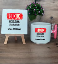  Hukuk Okuduğumu Söylemiş Miydim  Hediye Seti Kupa Bardak T Kulplu ve Dekoratif Taş Hukuk Öğrencisine Hediye (Model 4)