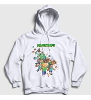 Presmono Unisex Beyaz All Minecraft Kapüşonlu Sweatshirt 28941tt (Beyaz)