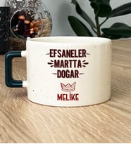 Kişiye Özel Efsaneler Martta Doğar Hediye Lüks Fincan Doğum Günü Hediyesi (Koyu Yeşil)