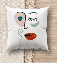 BK Gift Modern Art Tasarımlı Beyaz Kırlent Yastık, Ev Hediyesi, Ev Dekorasyonu, Dekoratif Hediye (Model 5)