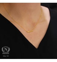 925 Ayar Gümüş Küçük Boru Kolye (Sarı)